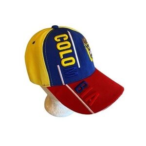 Columbia South America Multi Color Bright Blue Yellow Red Crest Hat Cap